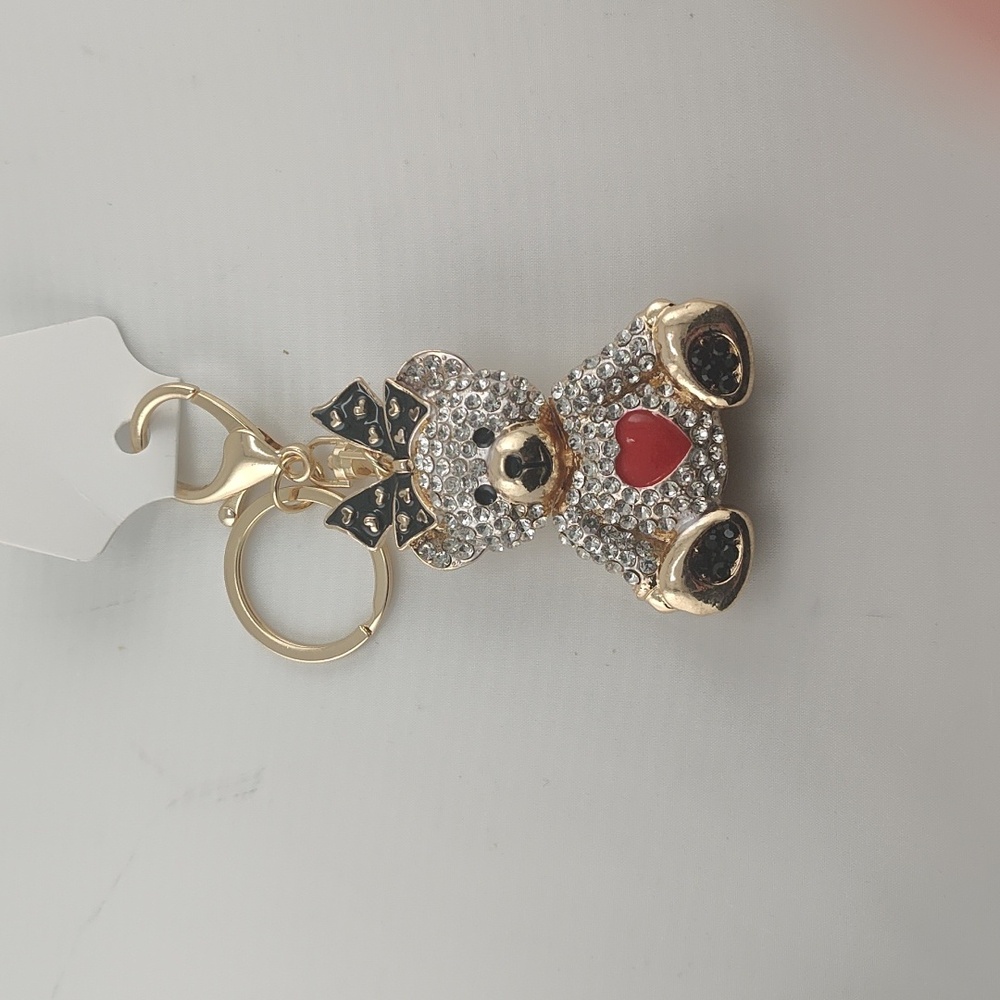 Fashion Jewelry Crystal Bear Keychain with Red Heart